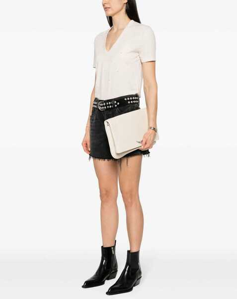 Genti plic Zadig & Voltaire Leather Rock Eternal Clutch With Outer Pocket White Femei (BM 18049282) 2