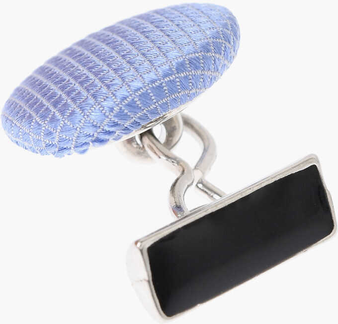 Butoni CORNELIANI Silk Covered Brass Cufflinks Light Blue Barbati (BM 18049291) 3