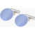 CORNELIANI Silk Covered Brass Cufflinks Light Blue