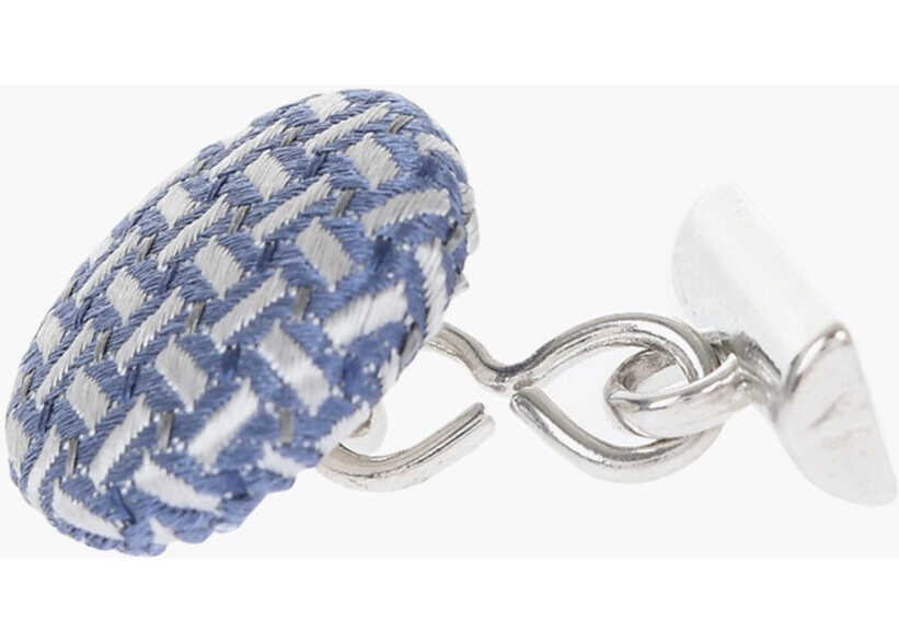 Butoni CORNELIANI Silk Covered Brass Cufflinks Light Blue Barbati (BM 18049333) 2