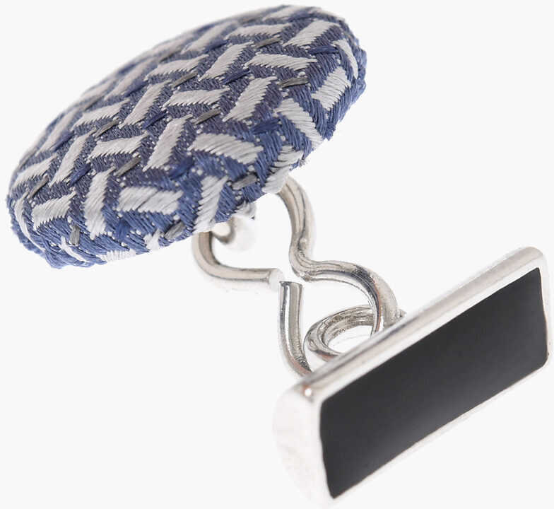 Butoni CORNELIANI Silk Covered Brass Cufflinks Light Blue Barbati (BM 18049333) 3