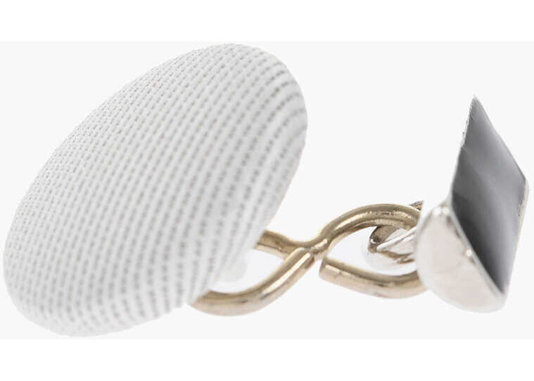 Butoni CORNELIANI Silk Covered Brass Cufflinks White Barbati (BM 18049669) 2