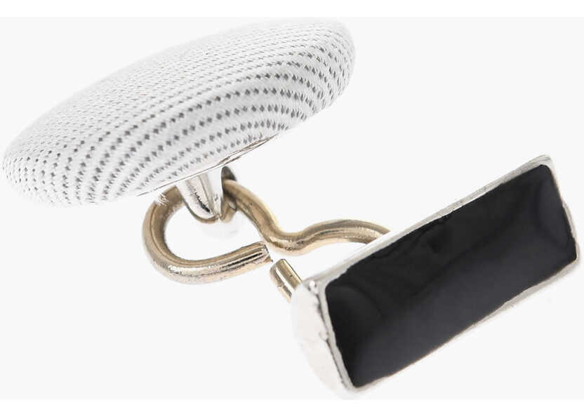 Butoni CORNELIANI Silk Covered Brass Cufflinks White Barbati (BM 18049669) 3