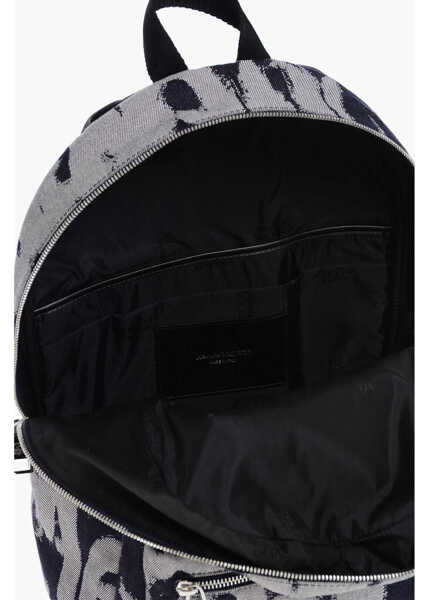 Rucsacuri Alexander McQueen Jacquard Denim Metropolitan Backpack With Monogram Motif Blue Barbati (BM 18049684) 4
