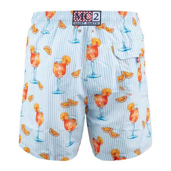 Sorturi de baie Mc2 Saint Barth MC2 Saint Barth Gustavia Swimsuit With Aperol Spritz Print And Stripes  Aperol Special Edition LIGHT BLUE, WHITE... (BM 18051720) 2