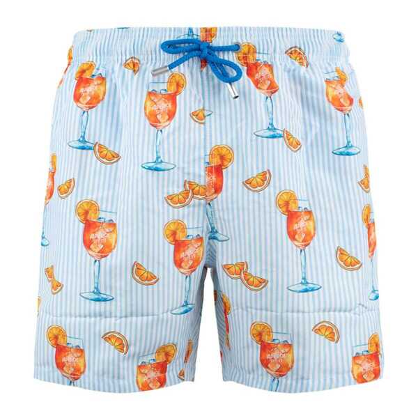 Sorturi de baie Mc2 Saint Barth MC2 Saint Barth Gustavia Swimsuit With Aperol Spritz Print And Stripes  Aperol Special Edition LIGHT BLUE, WHITE... (BM 18051720) 1