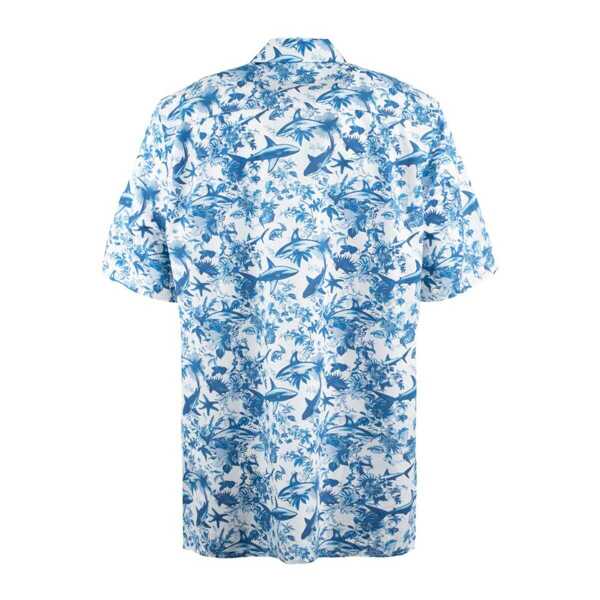 Camasi Mc2 Saint Barth MC2 Saint Barth Cotton Shirt With Shark Print  Ai Co-Created Design By Rickdick - Powered By Red-Eye WHITE, BLUE Barbati (BM 18051933) 2