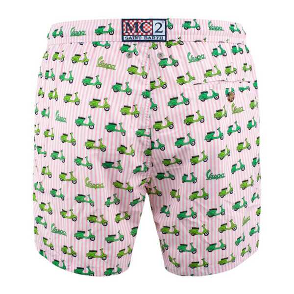 Sorturi de baie Mc2 Saint Barth MC2 Saint Barth Lighting Swimsuit In Lightweight Fabric With Vespa Print  Vespa Special Edition WHITE, PINK Barbati (BM 18051984) 2