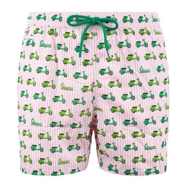 Sorturi de baie Mc2 Saint Barth MC2 Saint Barth Lighting Swimsuit In Lightweight Fabric With Vespa Print  Vespa Special Edition WHITE, PINK Barbati (BM 18051984) 1