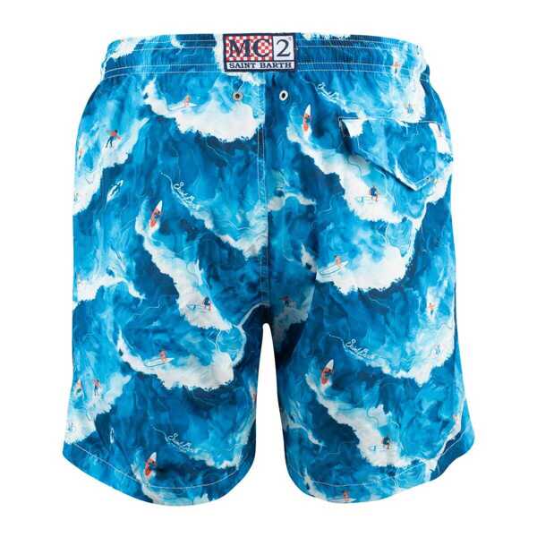 Sorturi de baie Mc2 Saint Barth MC2 Saint Barth Lighting Swimsuit In Lightweight Fabric With Surfers Wave BLUE Barbati (BM 18051990) 2