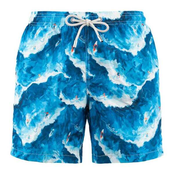 Sorturi de baie Mc2 Saint Barth MC2 Saint Barth Lighting Swimsuit In Lightweight Fabric With Surfers Wave BLUE Barbati (BM 18051990) 1