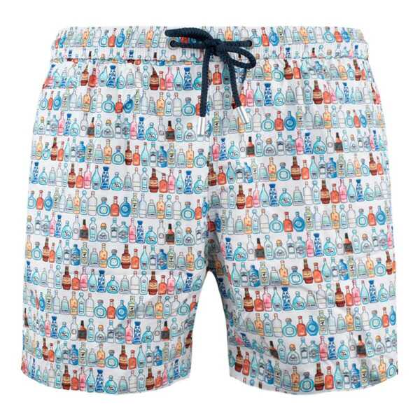 Sorturi de baie Mc2 Saint Barth MC2 Saint Barth Lighting Swimsuit In Lightweight Fabric With All Over Alcohol Micro Pattern WHITE Barbati (BM 18051996) 1