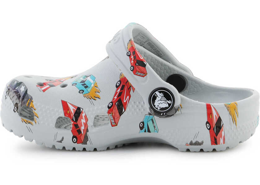 Slapi Crocs Classic Race Cars Graphic Mirage/Multi Grey Baieti (BM 18053110) 4