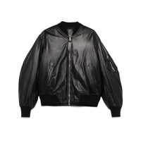 Bomber jacket Black Bomber Jacket With Zip Closure In Leather Woman Femei