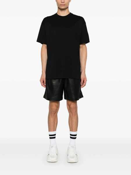 Tricouri Givenchy Black Crewneck T-Shirt With Embossed Logo On Front In Cotton Man Black Barbati (BM 18056391) 2