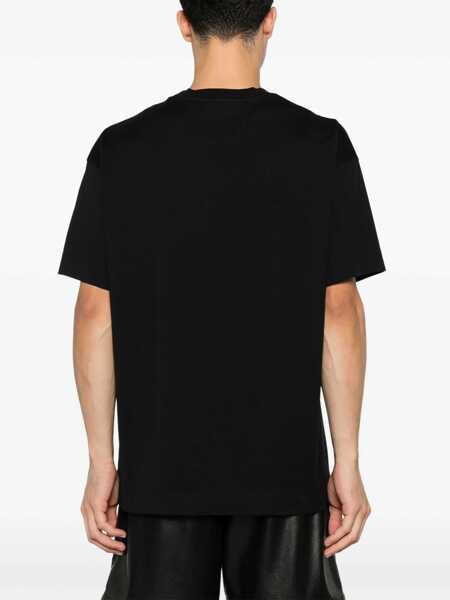 Tricouri Givenchy Black Crewneck T-Shirt With Embossed Logo On Front In Cotton Man Black Barbati (BM 18056391) 3