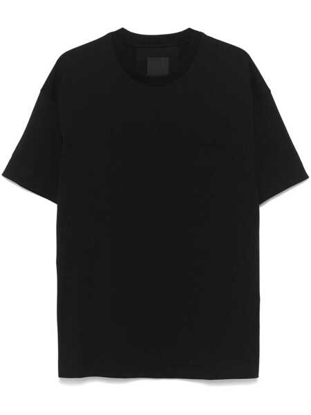 Tricouri Givenchy Black Crewneck T-Shirt With Embossed Logo On Front In Cotton Man Black Barbati (BM 18056391) 1
