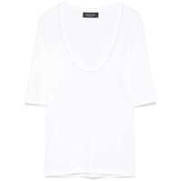 Tricouri Fabiana Filippi White Cotton T-Shirt Femei