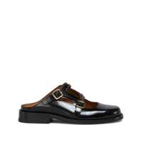 Sandale Marni Black Glossy Leather Clogs With Buckles Femei