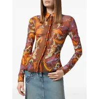 Imbracaminte Versace Dama - Camasi casual Versace Barocco silk crepe Shirt TOBACCO/MULTICOLOR Femei (BM 18059953) - B-mall.ro