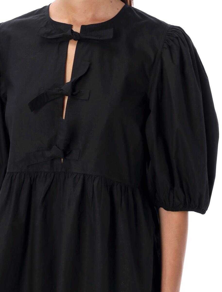 Rochii Ganni Ganni Tie String Mini Dress Black Femei (BM 18063546) 3