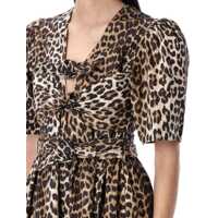 Rochii Ganni Dama - Rochii Ganni Ganni Leopard Printed Tie Strap Midi Dress Multicolor Femei (BM 18063549) - B-mall.ro