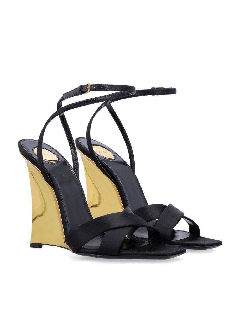 Pantofi cu toc Saint Laurent Saint Laurent Lucienne Sandal Wedges Black Femei (BM 18063600) 2