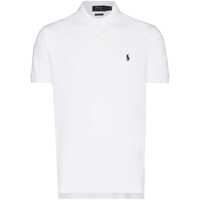 Tricouri Polo Slim Fit White Cotton Polo Shirt With Logo Barbati