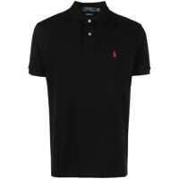 Tricouri Polo Black Polo Shirt With Classic Collar And Pony Embroidery On The Front In Cotton Man Barbati