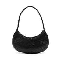 Genti de umar Black Crossbody Bag With Concealed Magnetic Closure And Interwoven Design In Leather Woman Femei