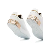 Pantofi sport Dolce & Gabbana Dama - Sneakers Dolce & Gabbana Portofino White And Gold Low Top Sneakers With Logo In Leather Woman WHITE Femei (BM 18065061) - B-mall.ro