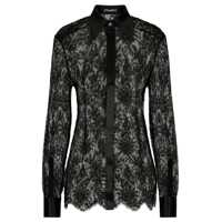 Camasi Black Slim Shirt With Satin Details In Chantilly Lace Woman Femei