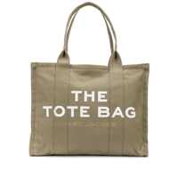 Genti de umar 'The Large Tote' Green Tote Bag With Contrasting Logo Print In Cotton Black Woman Femei
