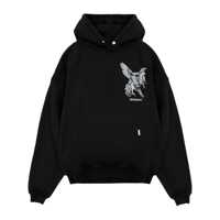Bluze de trening 'Elegance Unicorn' Black Hoodie With Logo Print On The Front And Maxi Print On The Rear In Cotton Man Barbati