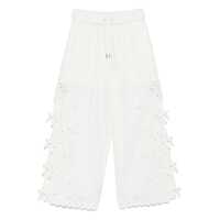 Pantaloni casual Self-Portrait Cream Linen Embroidered Trousers Clothing Femei