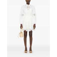 Rochii ZIMMERMANN Dama - Rochii ZIMMERMANN AcaciaWhite Mini Dress With All-Over Broderie Anglaise And Scallop Hem In Tech Fabric Stretch Woman WHITE Femei (BM 18068442) - B-mall.ro