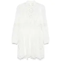 Rochii 'Acacia'White Mini Dress With All-Over Broderie Anglaise And Scallop Hem In Tech Fabric Stretch Woman Femei
