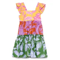 Rochii Multicolor Dress With All-Over Floral Motif And Ruffled Skirt In Cotton Woman Femei