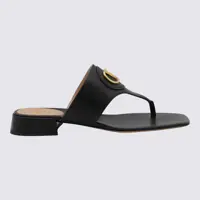 Balerini Valentino Garavani Black Leather Flat Femei