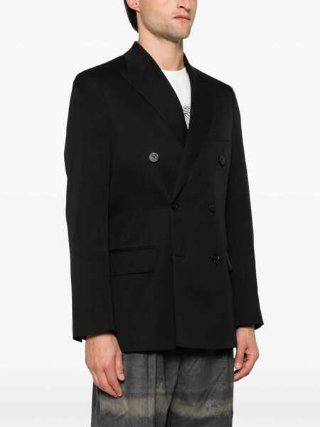 Sacouri Golden Goose Black Double-Breasted Jacket With Peak Lapels In Virgin Wool Man Black Barbati (BM 18074430) 3