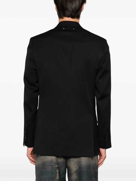 Sacouri Golden Goose Black Double-Breasted Jacket With Peak Lapels In Virgin Wool Man Black Barbati (BM 18074430) 4