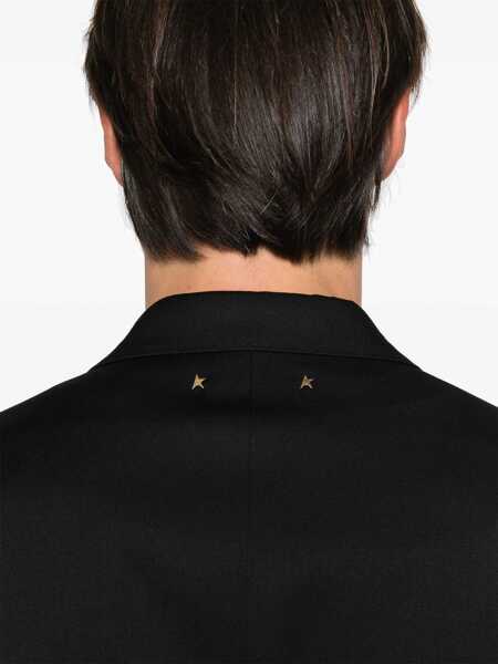 Sacouri Golden Goose Black Double-Breasted Jacket With Peak Lapels In Virgin Wool Man Black Barbati (BM 18074430) 5