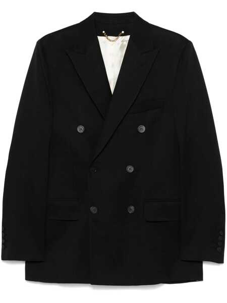 Sacouri Golden Goose Black Double-Breasted Jacket With Peak Lapels In Virgin Wool Man Black Barbati (BM 18074430) 1