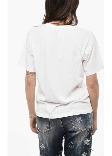 Tricouri DSQUARED2 Printed Cotton Crew-Neck T-Shirt White Femei (BM 18078298) 2