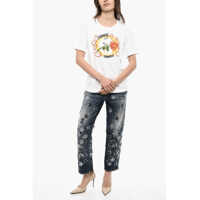 Imbracaminte Dama pagina 415 - Tricouri DSQUARED2 Printed Cotton Crew-Neck T-Shirt White Femei (BM 18078298) - B-mall.ro