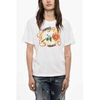 Tricouri Printed Cotton Crew-Neck T-Shirt Femei