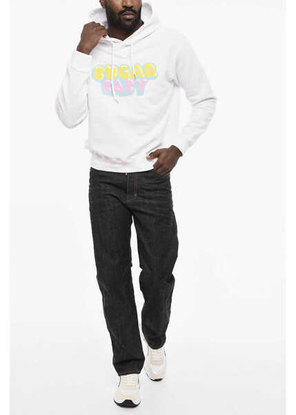 Bluze de trening DSQUARED2 Cotton Hoodie With Print White Barbati (BM 18078304) 4