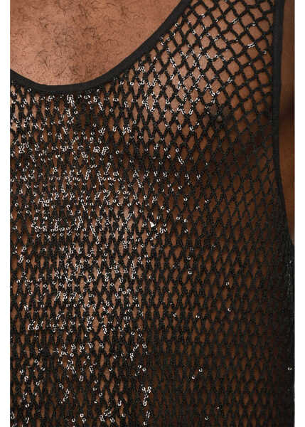 Tricouri DSQUARED2 Sequined Openwork Tank Top Black Barbati (BM 18078310) 3