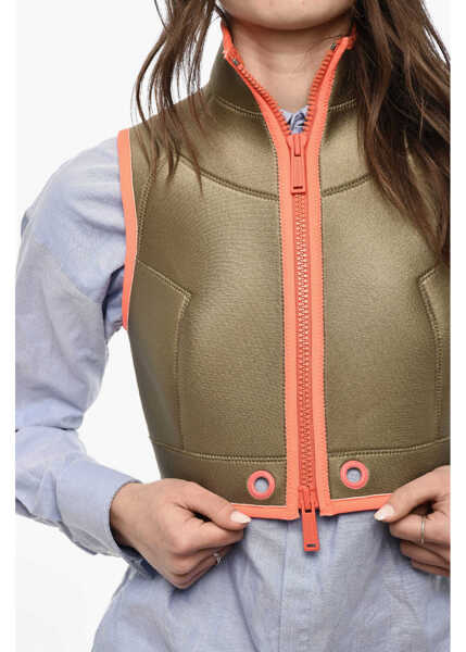 Jachete DSQUARED2 Cropped Technician Fabric Jacket With Contrasting Trim Green Femei (BM 18078334) 3