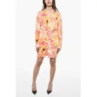 Rochii scurte Silk Blend Chemise Dress With Floral Motif Femei